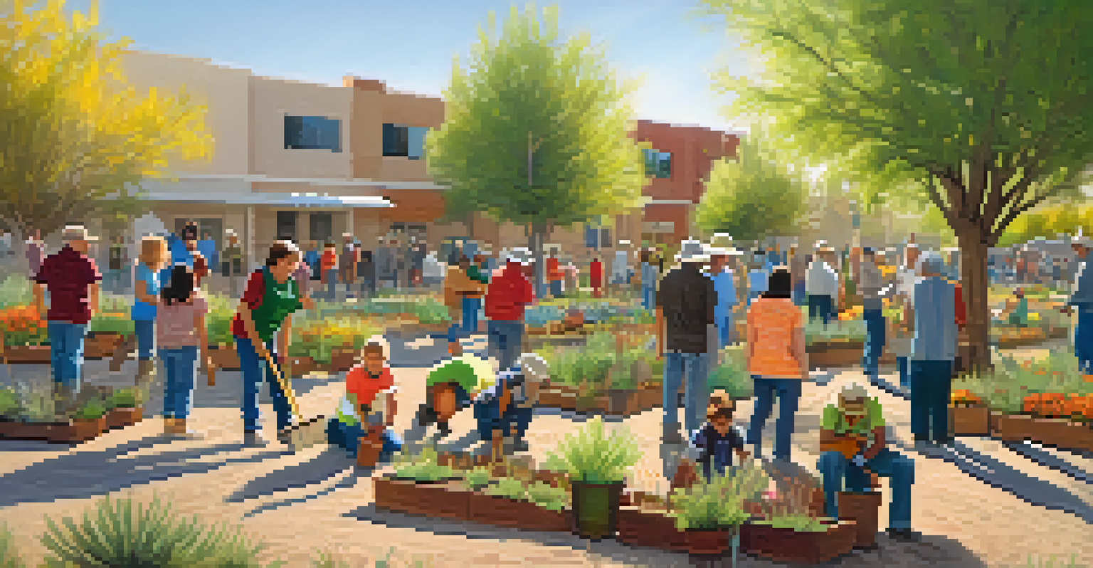Residents of Tucson planting trees together in a community event.