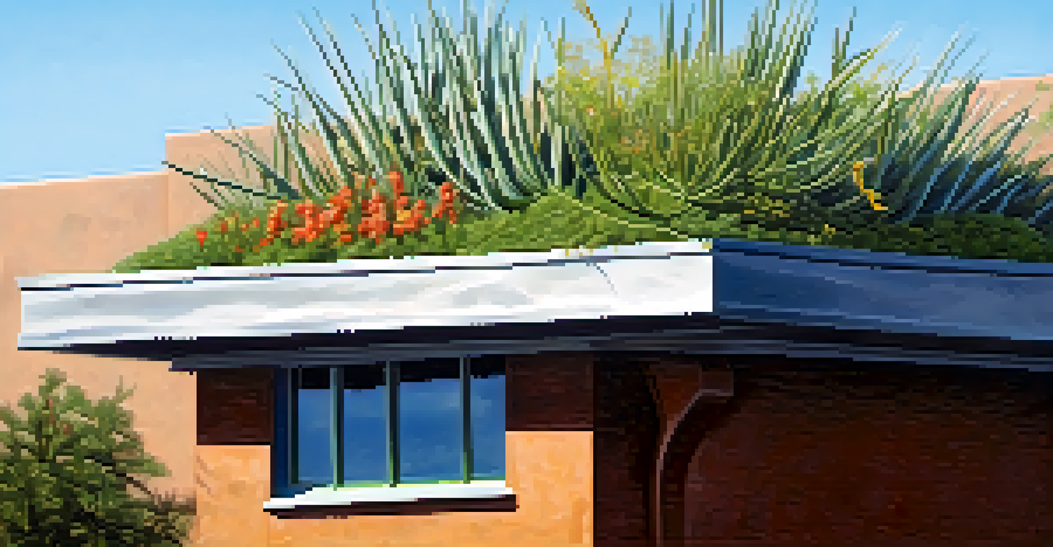 Close-up of a green roof with plants on a building in Tucson.