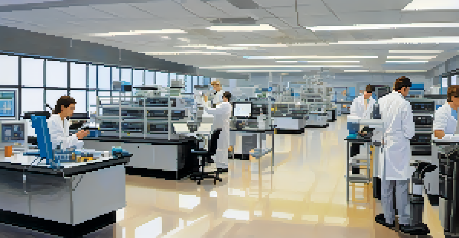 A high-tech research laboratory at the University of Arizona with scientists and students working together.