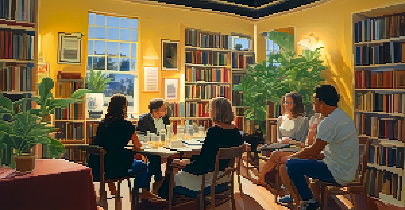 An intimate gathering in a bookstore with authors and audience in Tucson.
