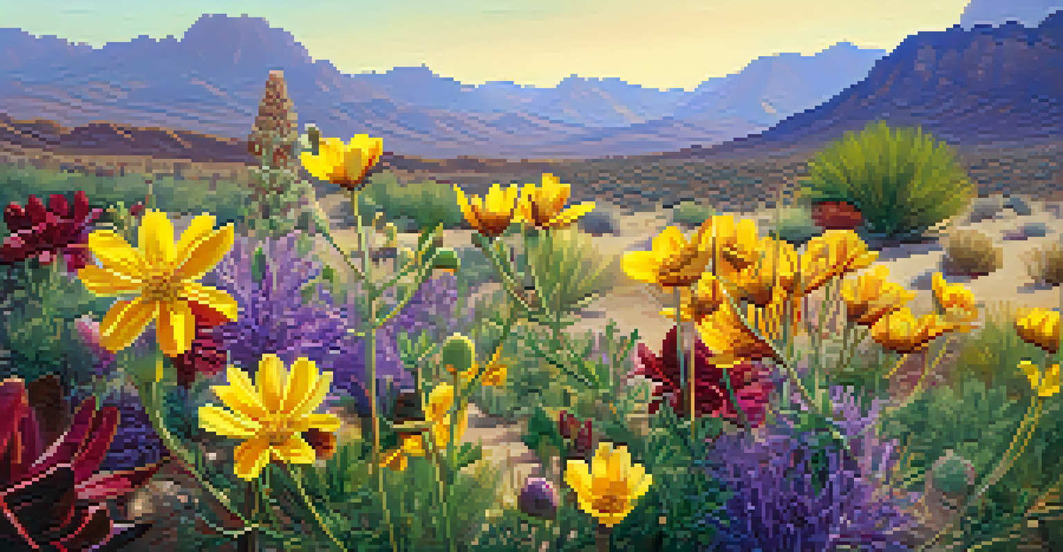 Close-up of colorful desert wildflowers in Tucson, showcasing their intricate details and vibrant colors.