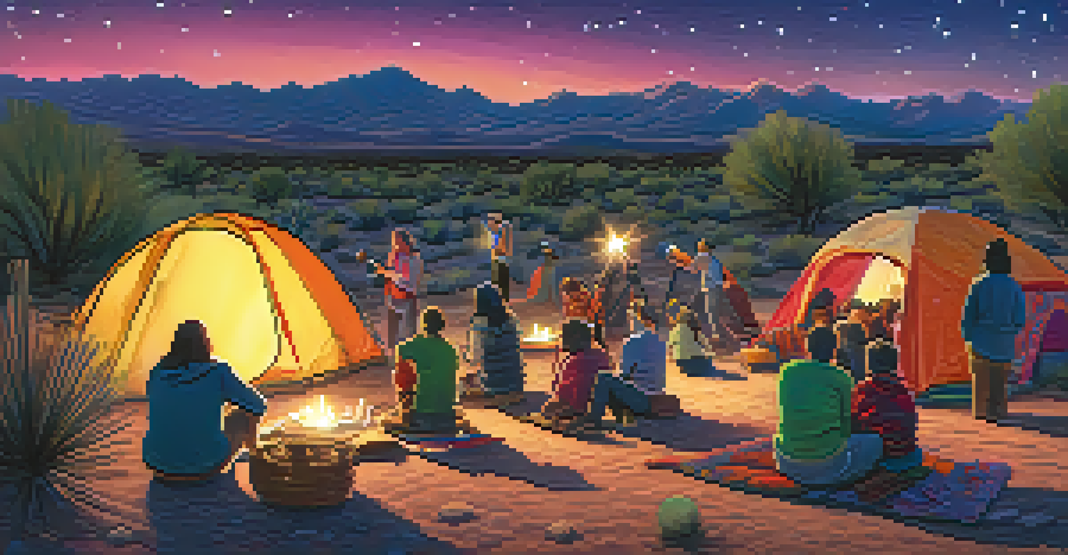 A community stargazing event in Tucson with people gathered around telescopes under a starry sky.