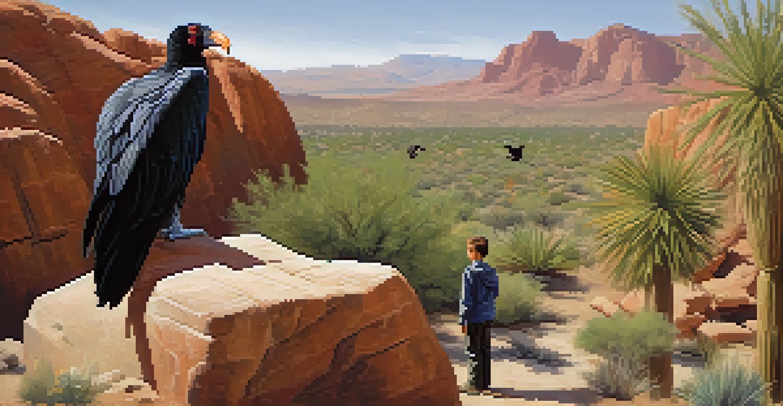 Visitors at the Arizona-Sonora Desert Museum watch a California condor in its habitat.
