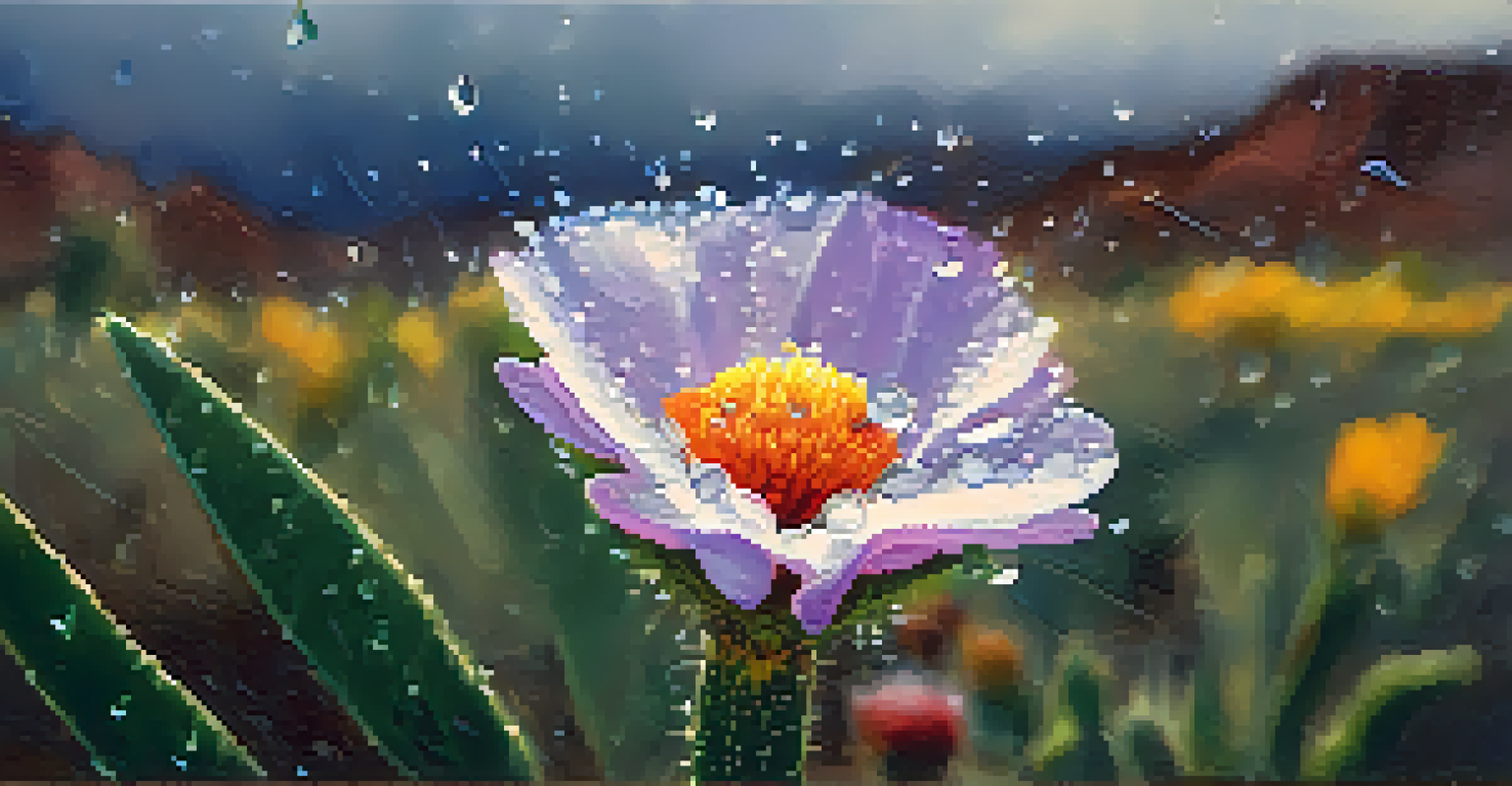 A close-up of a rain-soaked flower in Tucson during monsoon season.