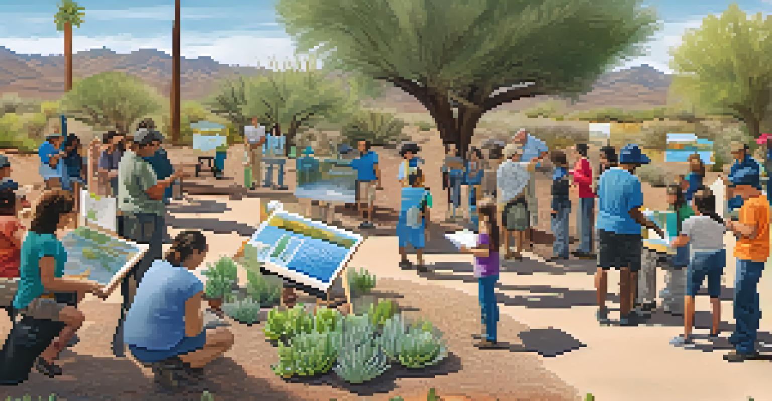 A community workshop in Tucson teaching residents about rainwater harvesting.