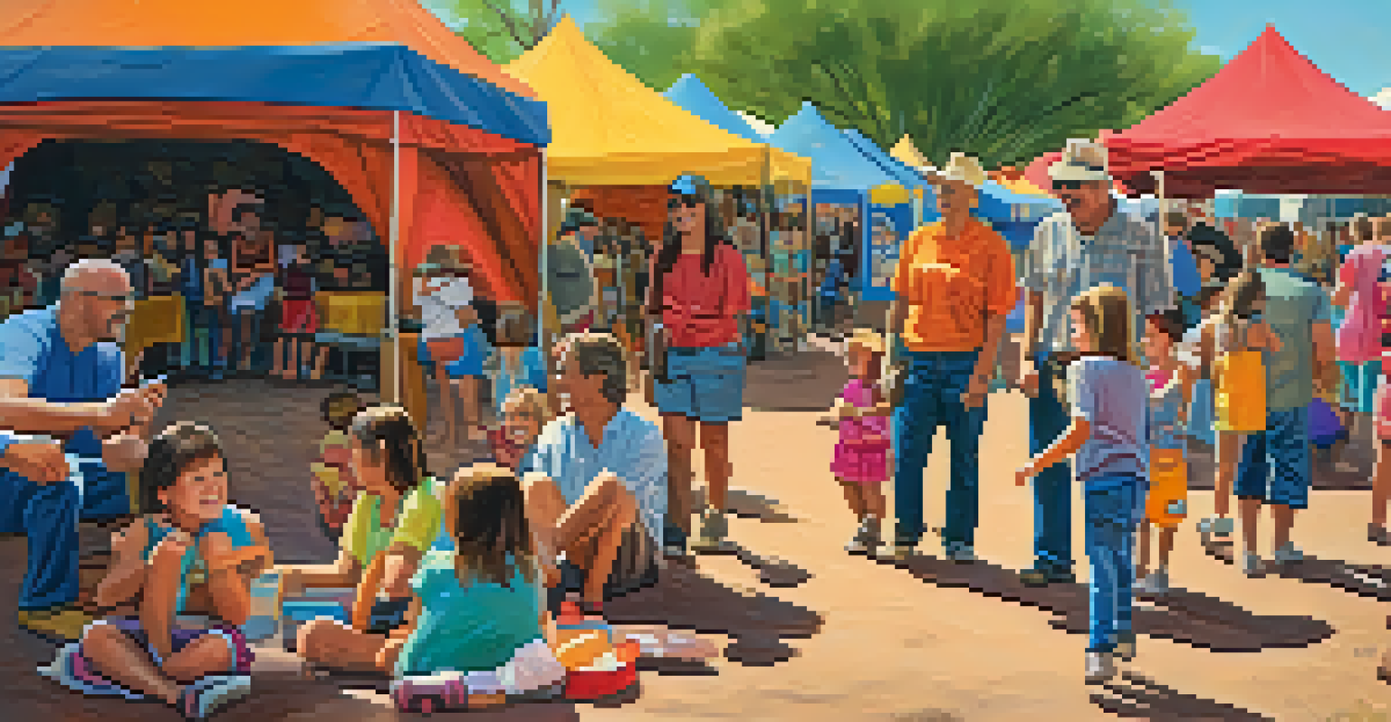 A joyful family at a folk festival, where children are engaged in face painting and crafts while enjoying storytelling.