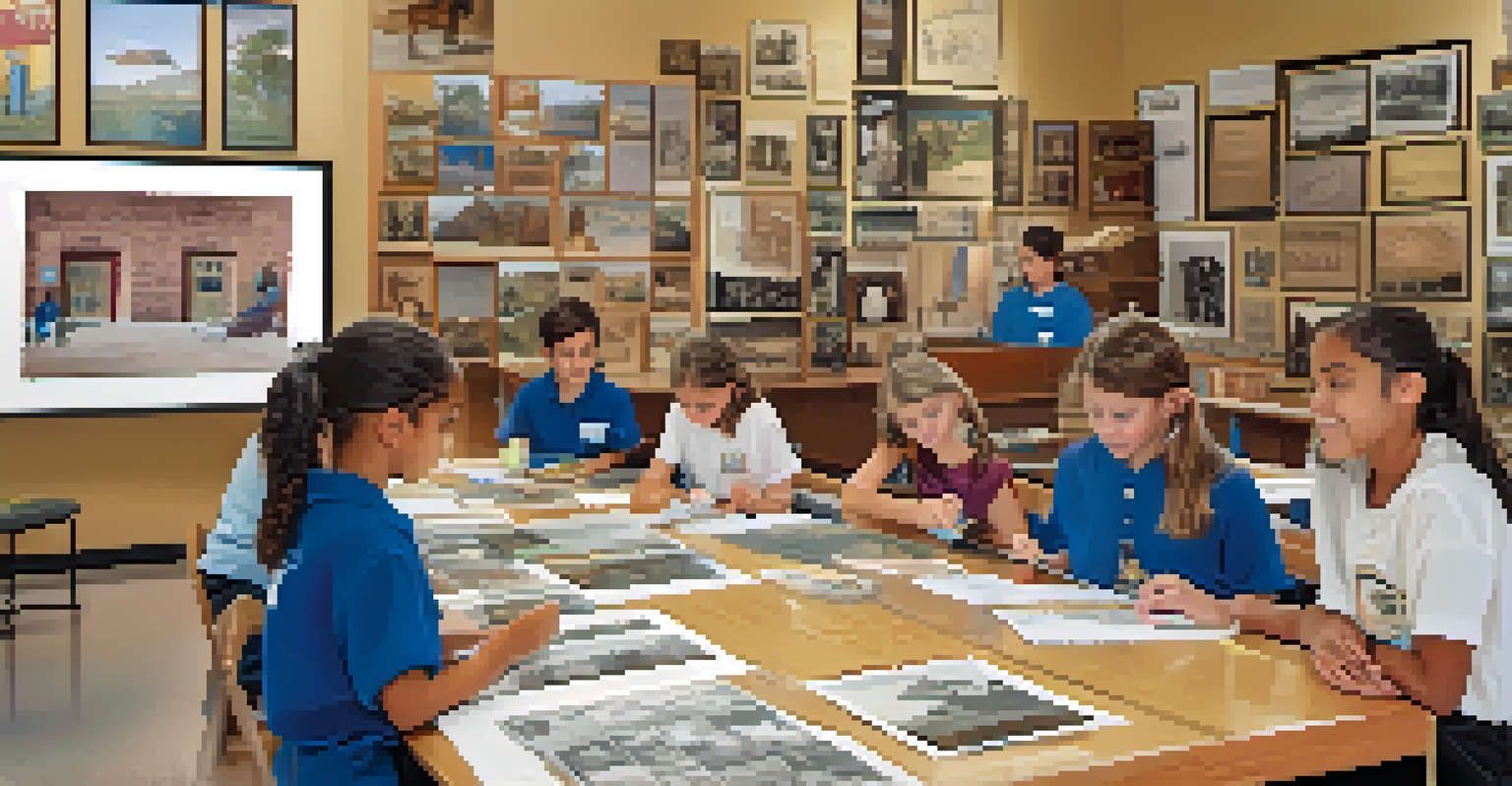 Students in a Tucson school engaging with historical artifacts during an educational workshop about historic preservation.