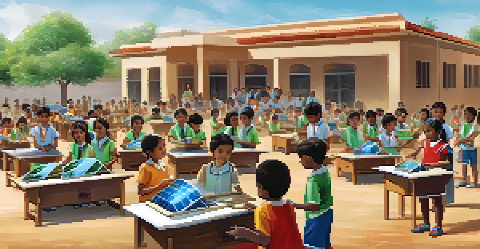 Students in a vibrant classroom building solar ovens, participating in a renewable energy education project, showcasing engagement and teamwork.