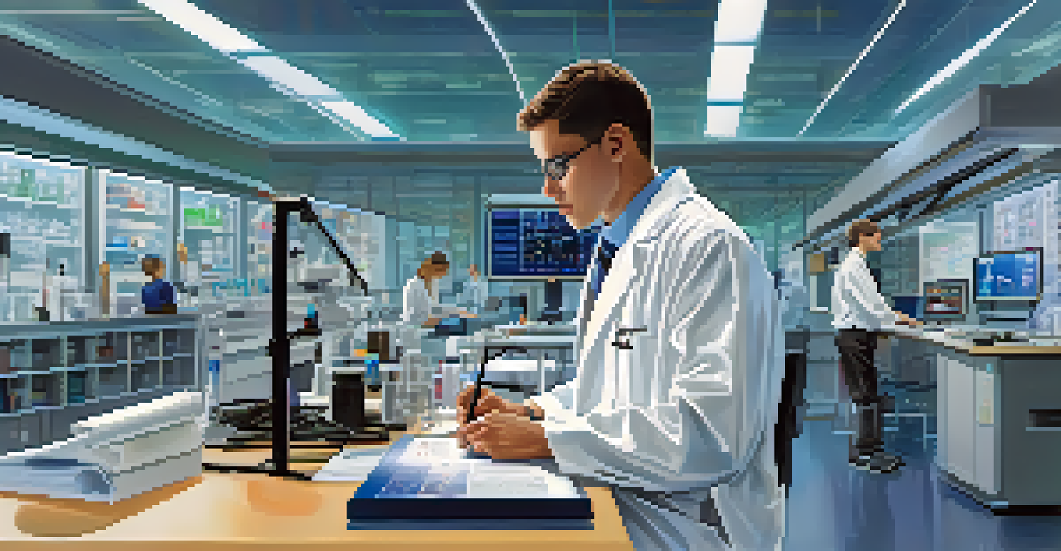A university student researching in a sports medicine lab filled with high-tech equipment.