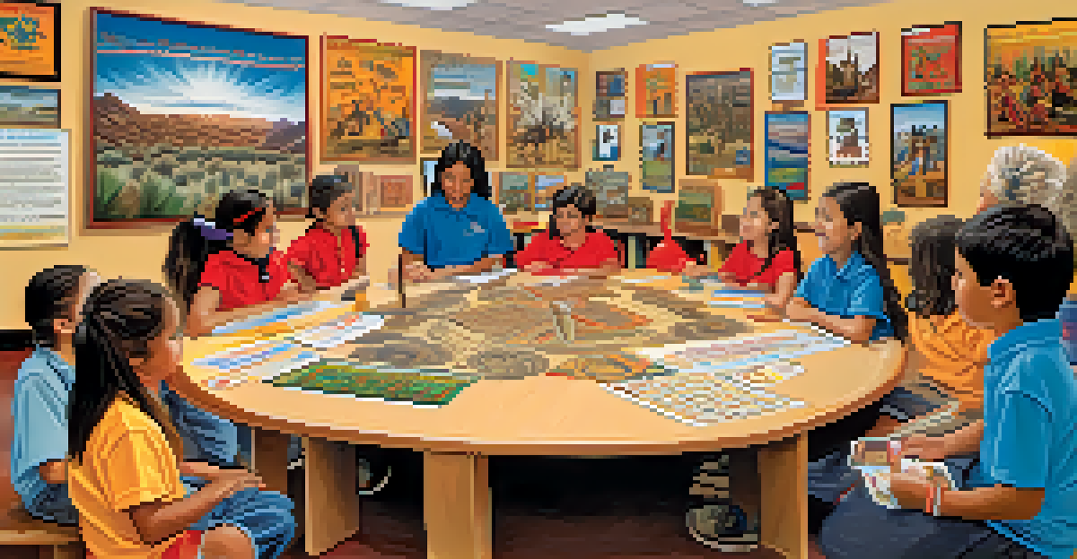 Children in a Tucson classroom participating in a workshop about Native American languages with a Native educator.
