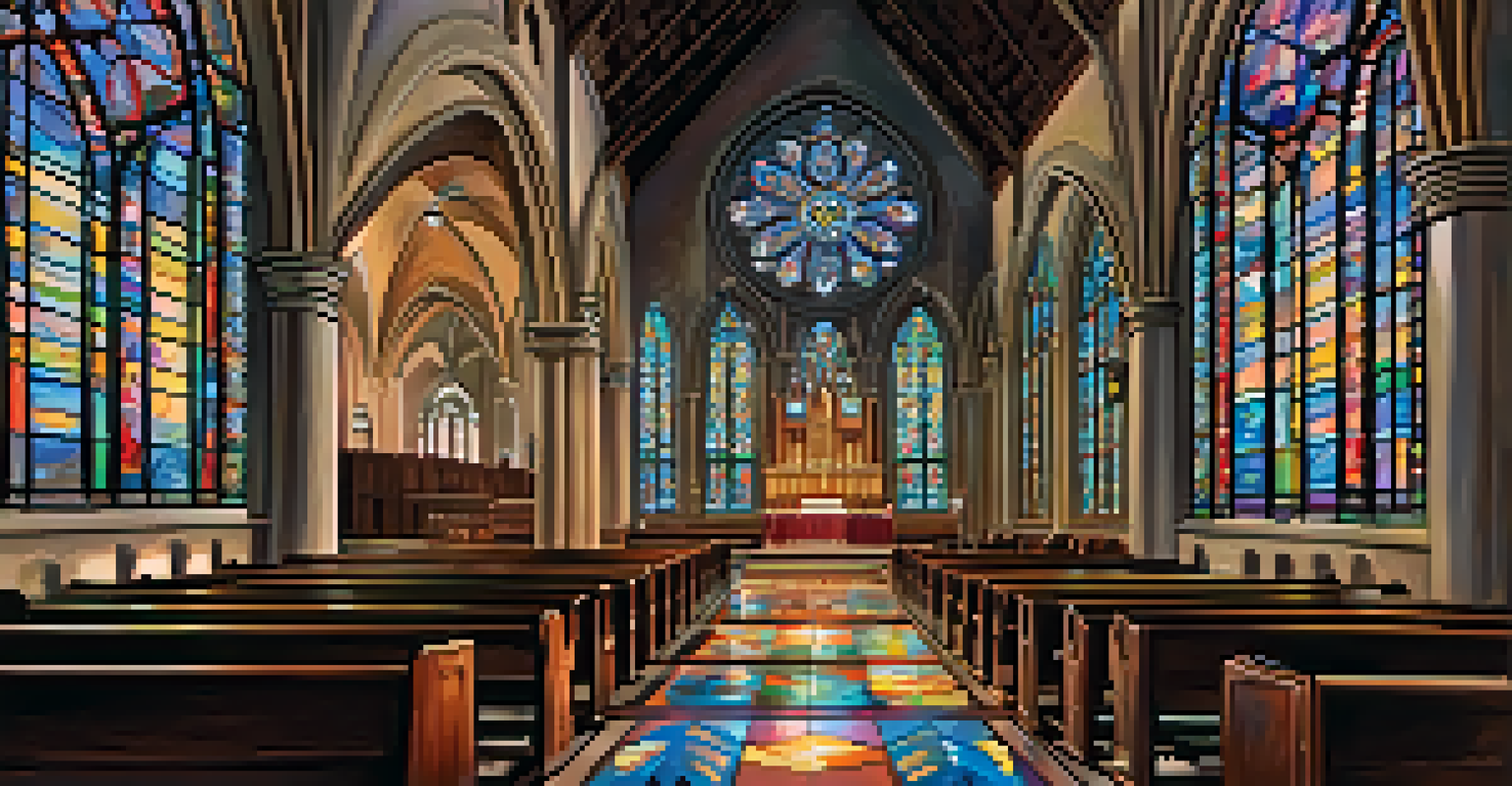 Interior view of St. Augustine Cathedral showcasing stained-glass windows and intricate architecture.