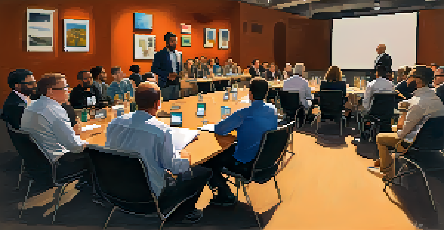 Entrepreneurs pitching their ideas to investors at a startup event in Tucson, with an audience captivated and engaged.