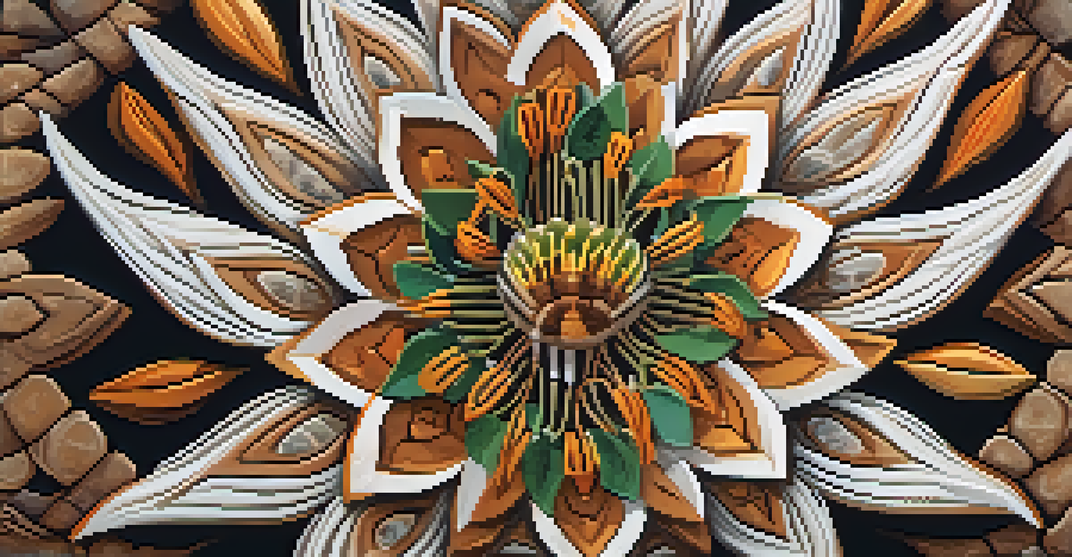 A detailed close-up of Indigenous artwork showcasing intricate designs inspired by the Sonoran Desert.