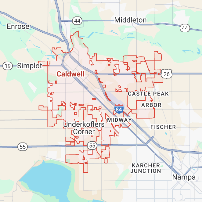 Service area map for Caldwell, Idaho