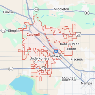Service area map for Caldwell, Idaho