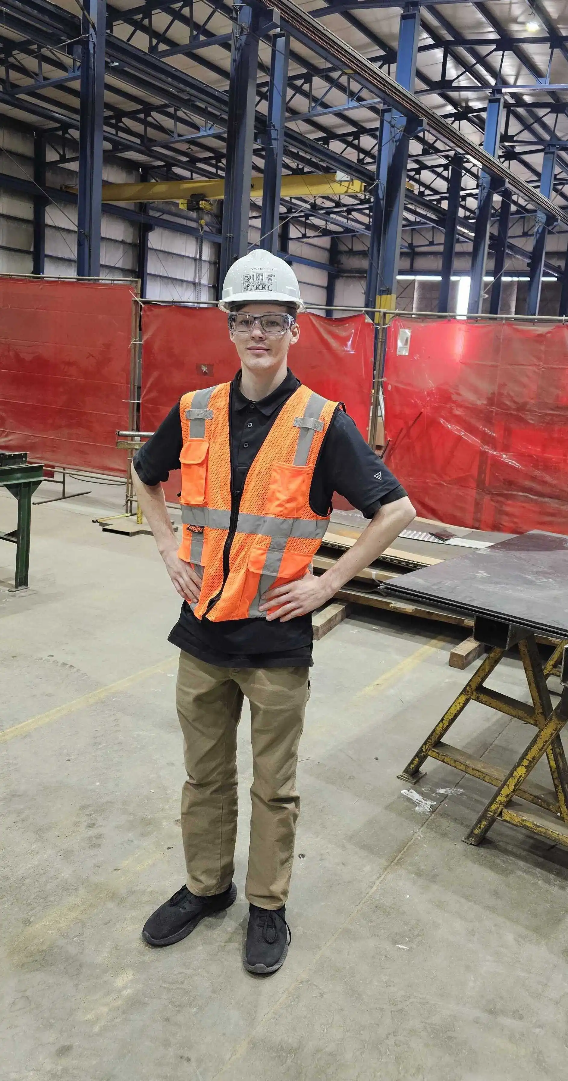 Rule Steel team member on a metal manufacturing floor