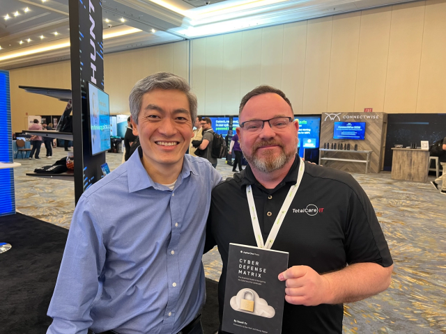 Aaron Zimmerman with Sounil Yu, author of Cyber Defense Matrix