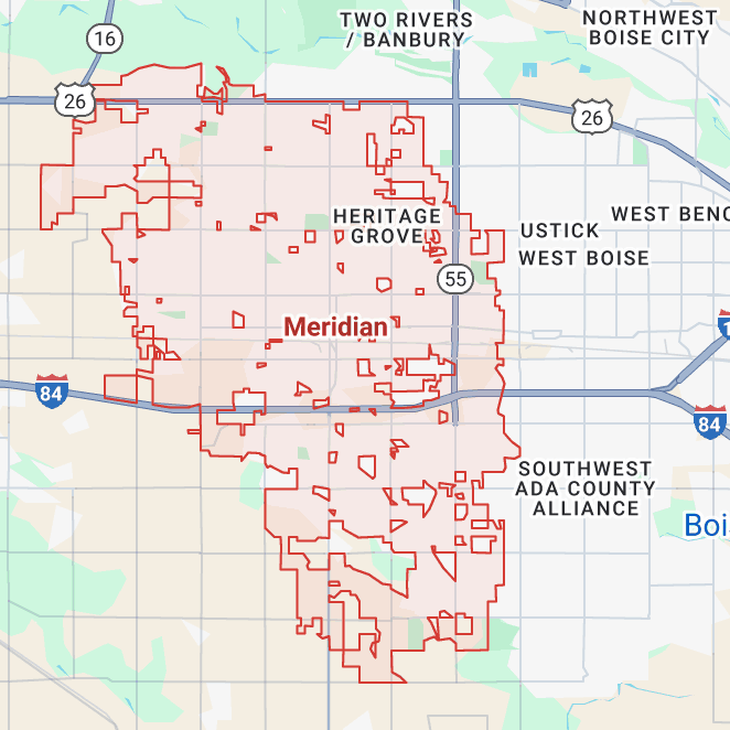 Service area map for Meridian, Idaho