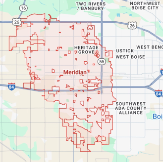Service area map for Meridian, Idaho