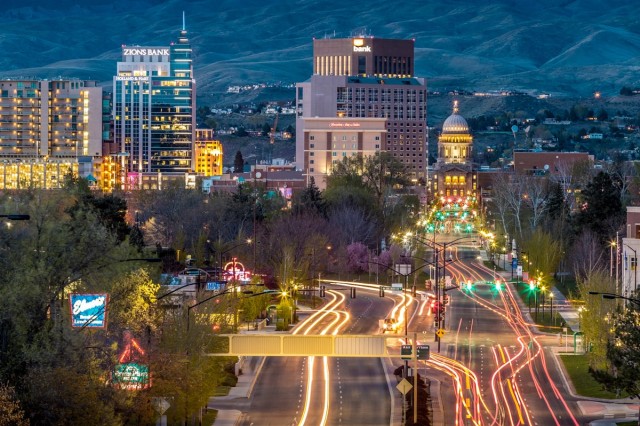 Downtown Boise, Idaho at night