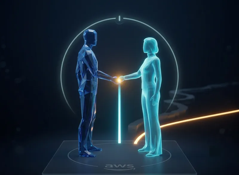 AWS consulting services for startups, two figures shaking hands representing an AWS partner handshake