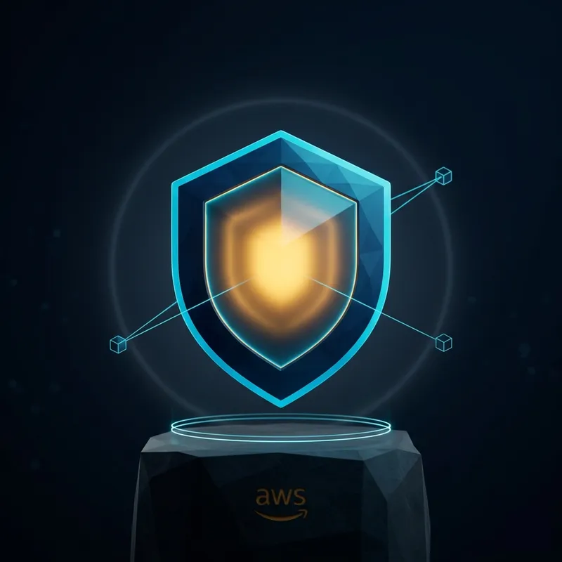AWS cloud security shield illustration representing protected cloud workloads on AWS