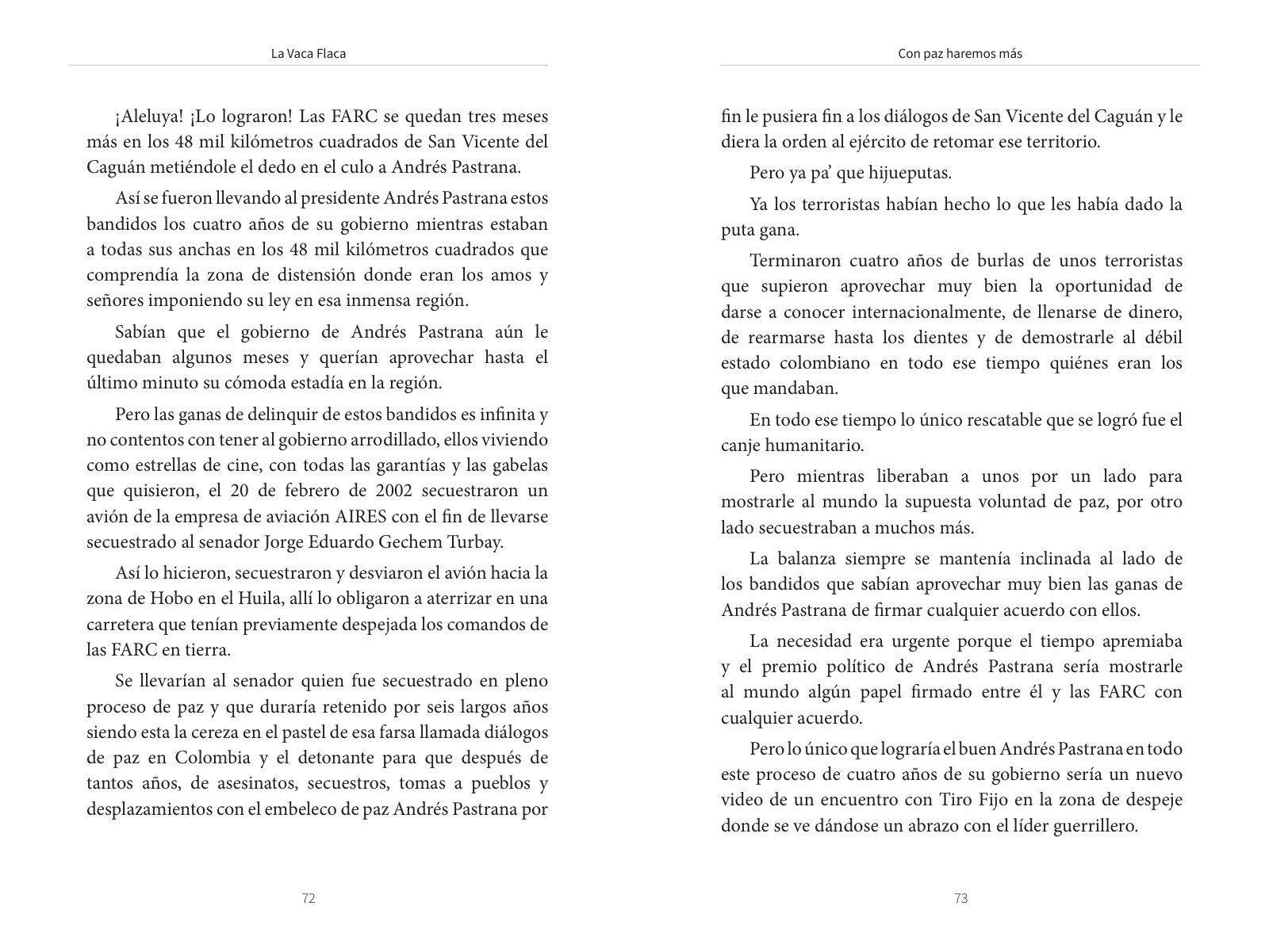 Páginas 82 y 83 de «La vaca flaca»: texto corrido