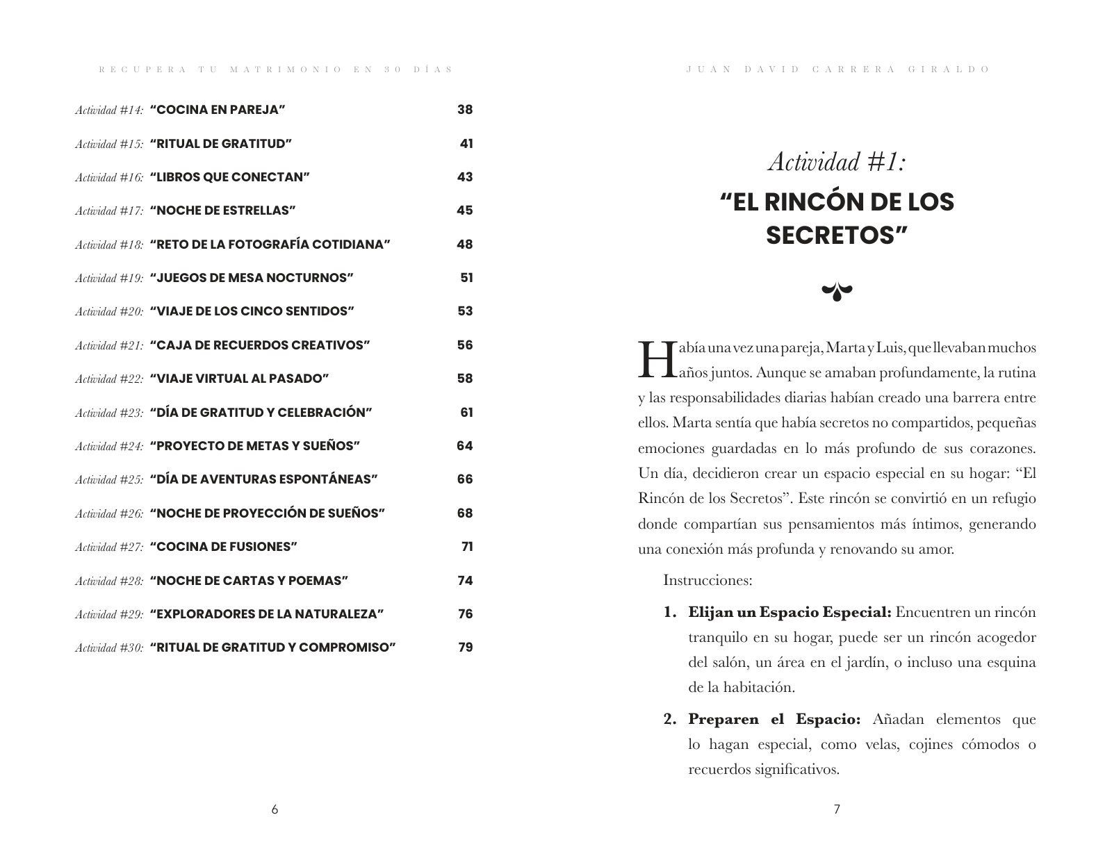 Páginas 6 y 7 de «Recupera tu matrimonio en 30 días»: apertura de capítulo