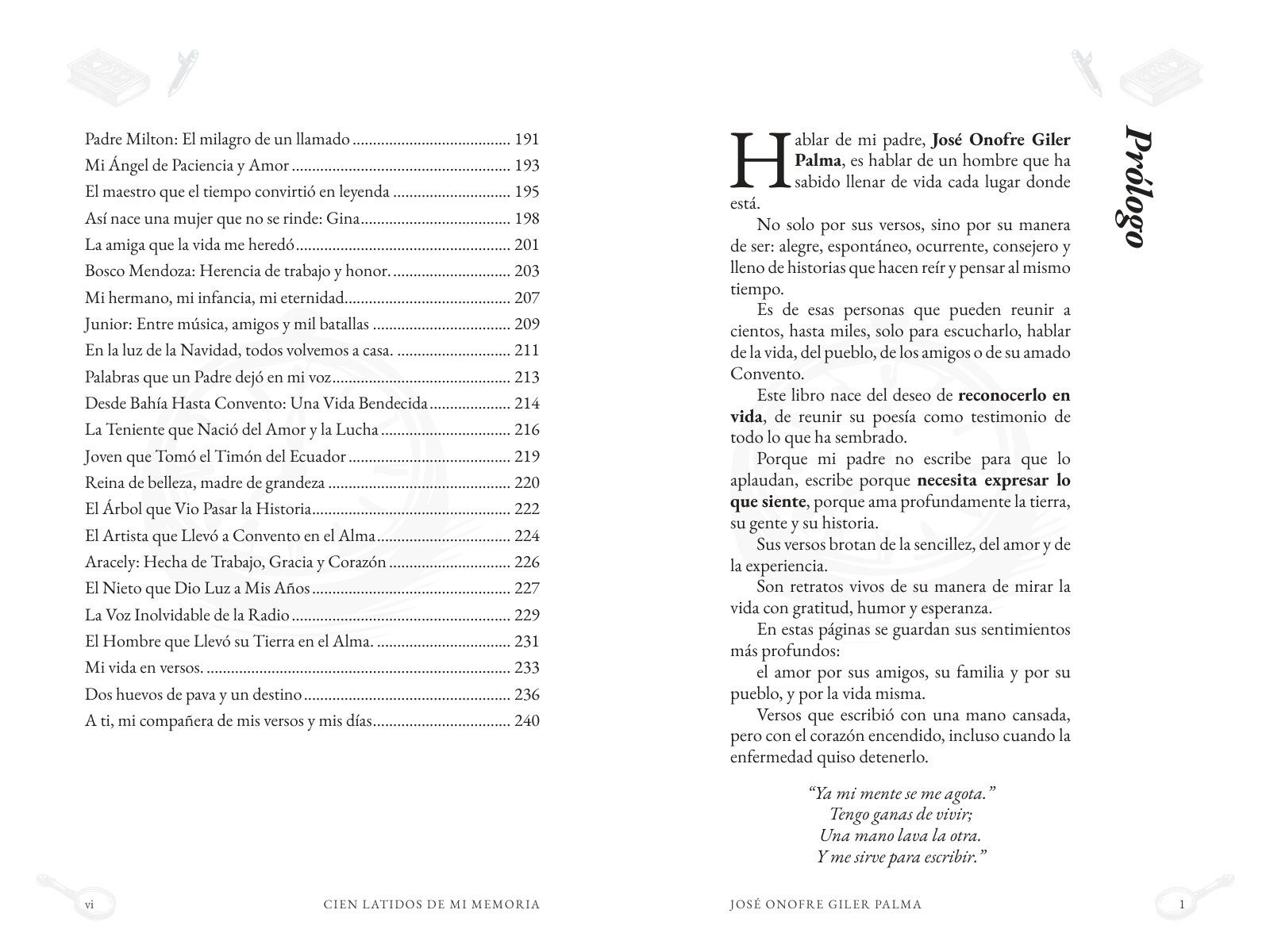 Páginas 6 y 7 de «Cien latidos de mi memoria»: apertura de capítulo