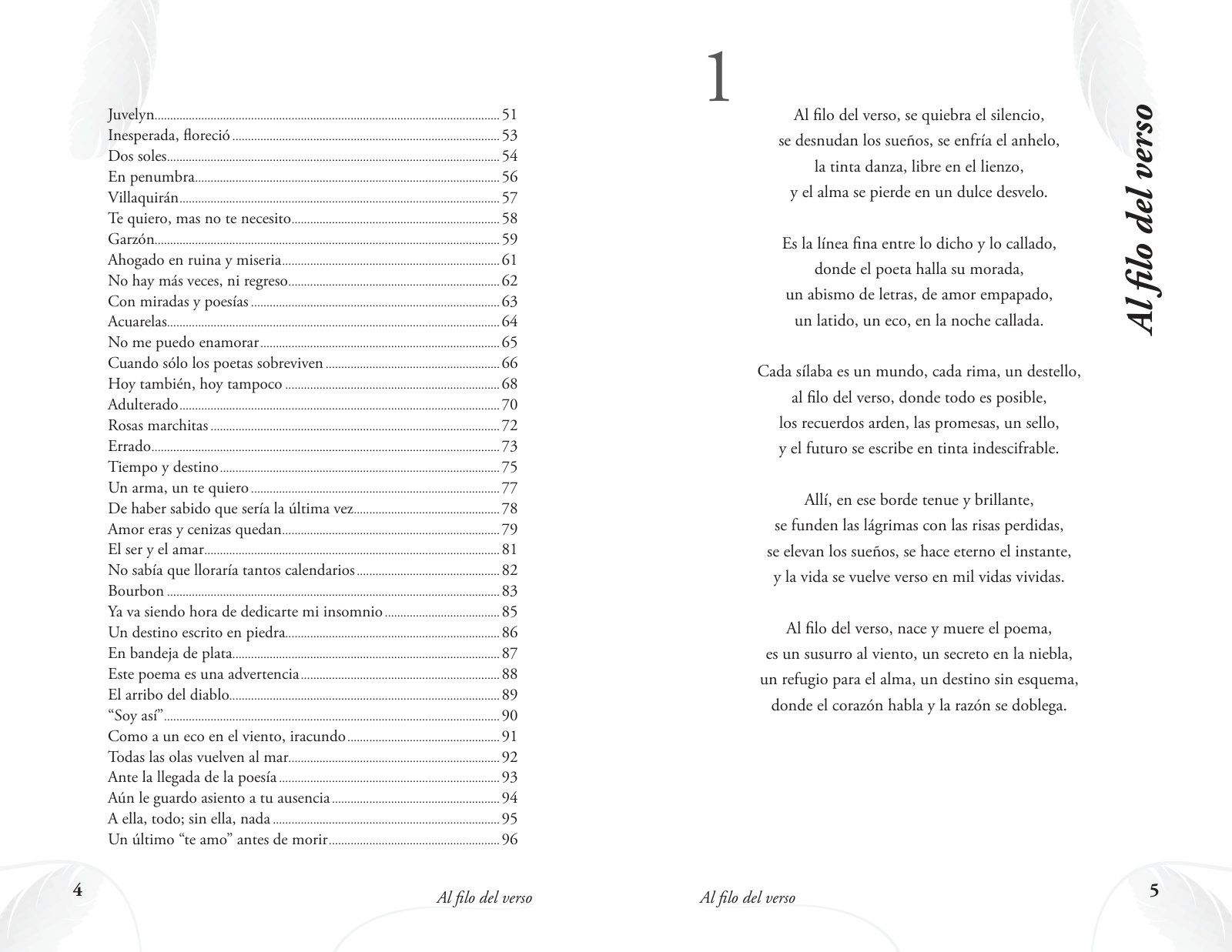 Páginas 4 y 5 de «Al filo del verso»