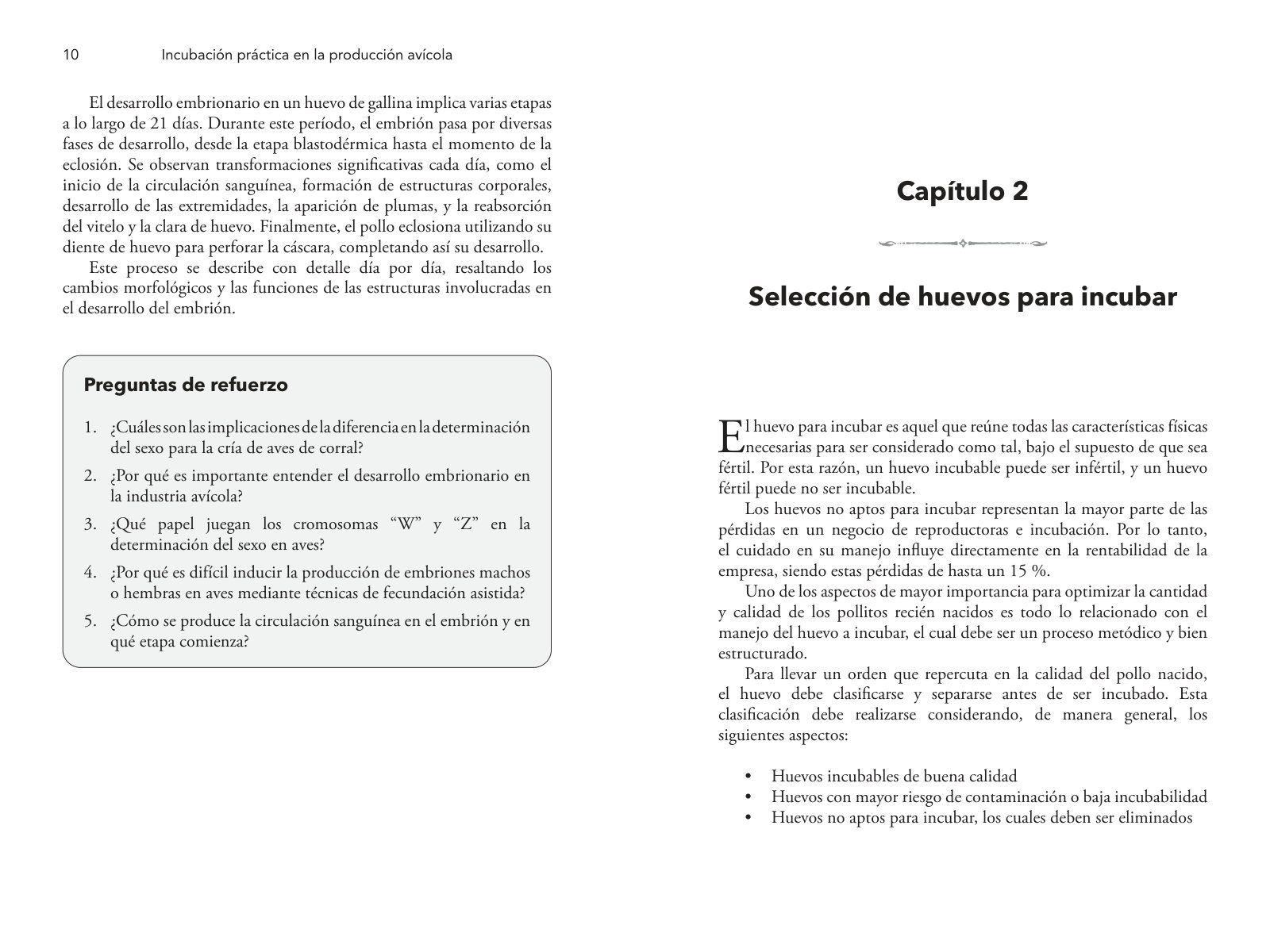 Páginas 18 y 19 de «Incubación Práctica en la Industria Avicola»: apertura de capítulo