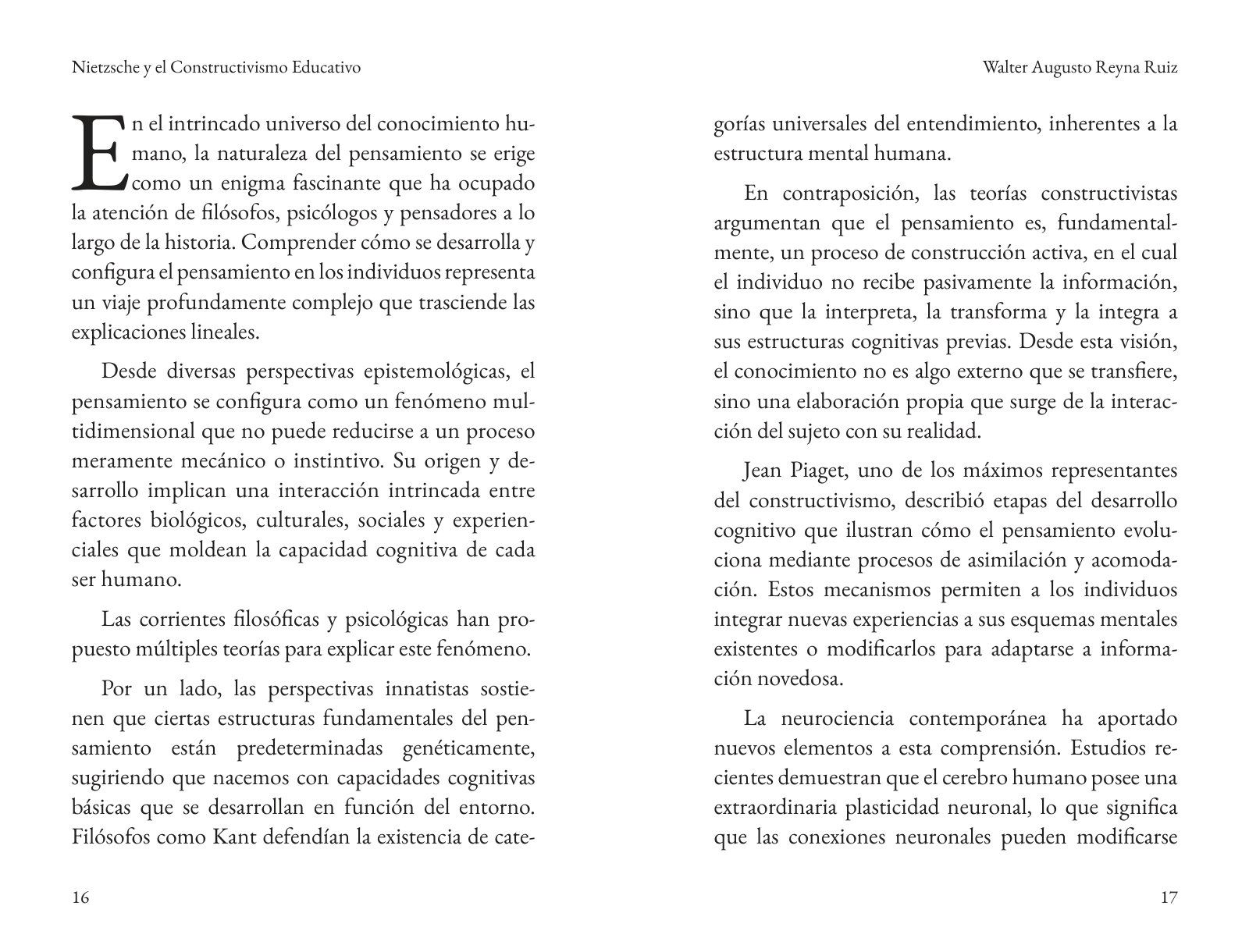 Páginas 24 y 25 de «Nietzsche y el constructivismo educativo»: apertura de capítulo