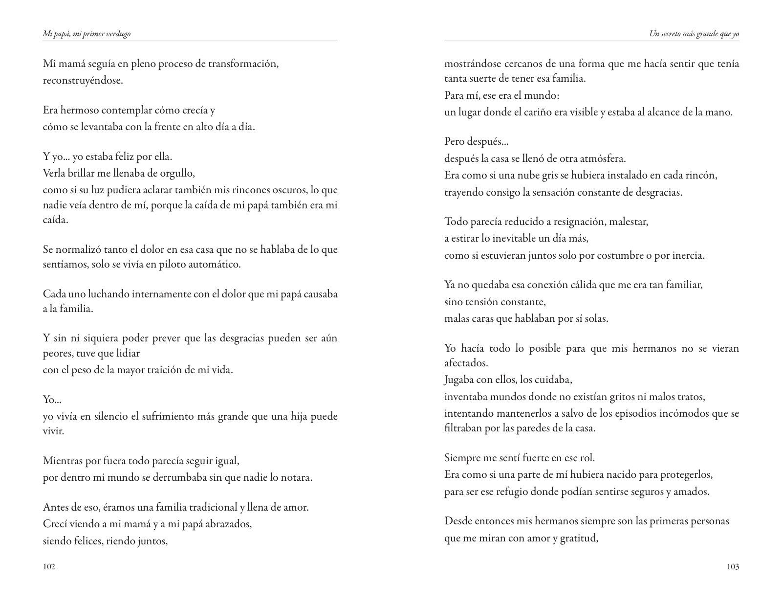 Páginas 114 y 115 de «Mi papá, mi primer verdugo»: texto corrido