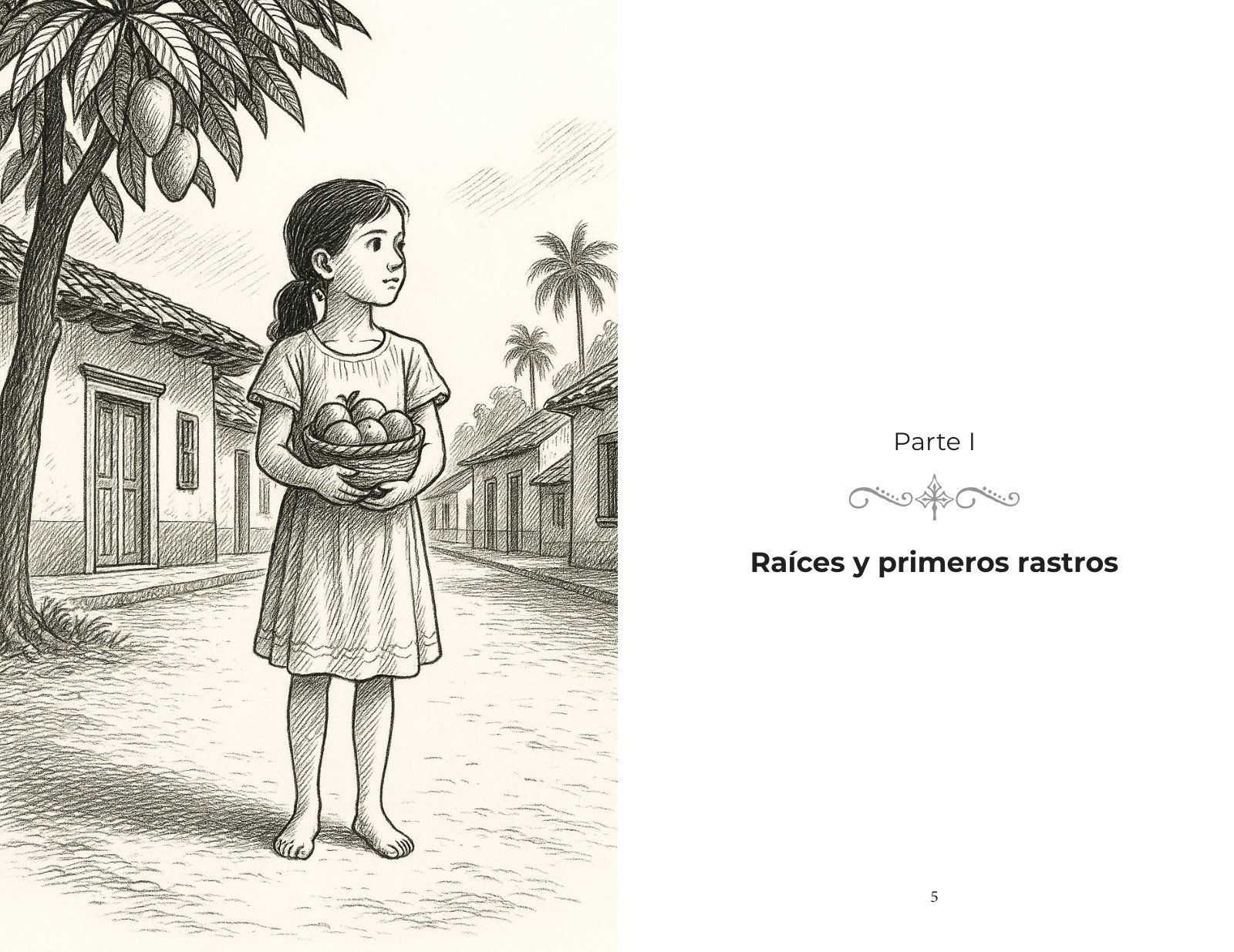 Páginas 14 y 15 de «Rastros de un Camino»: página ilustrada