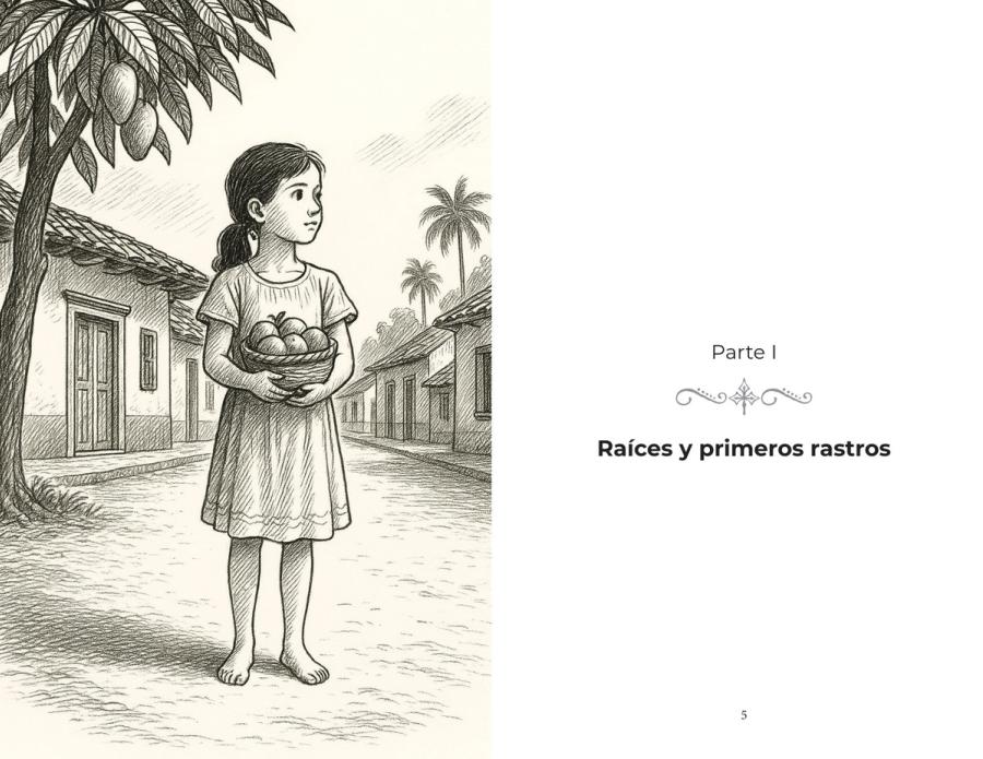 Páginas 14 y 15 de «Rastros de un Camino»: página ilustrada