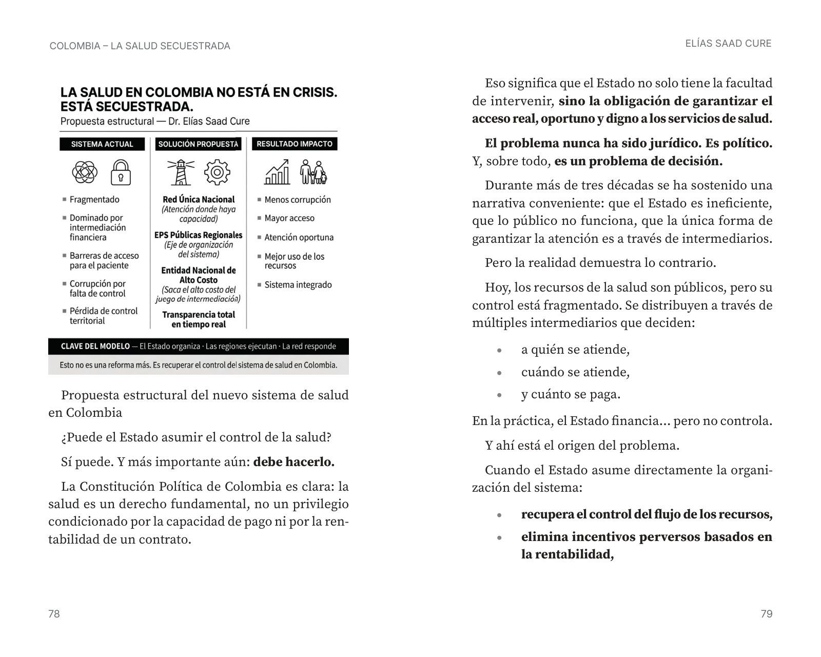 Páginas 104 y 105 de «La salud secuestrada»: página ilustrada