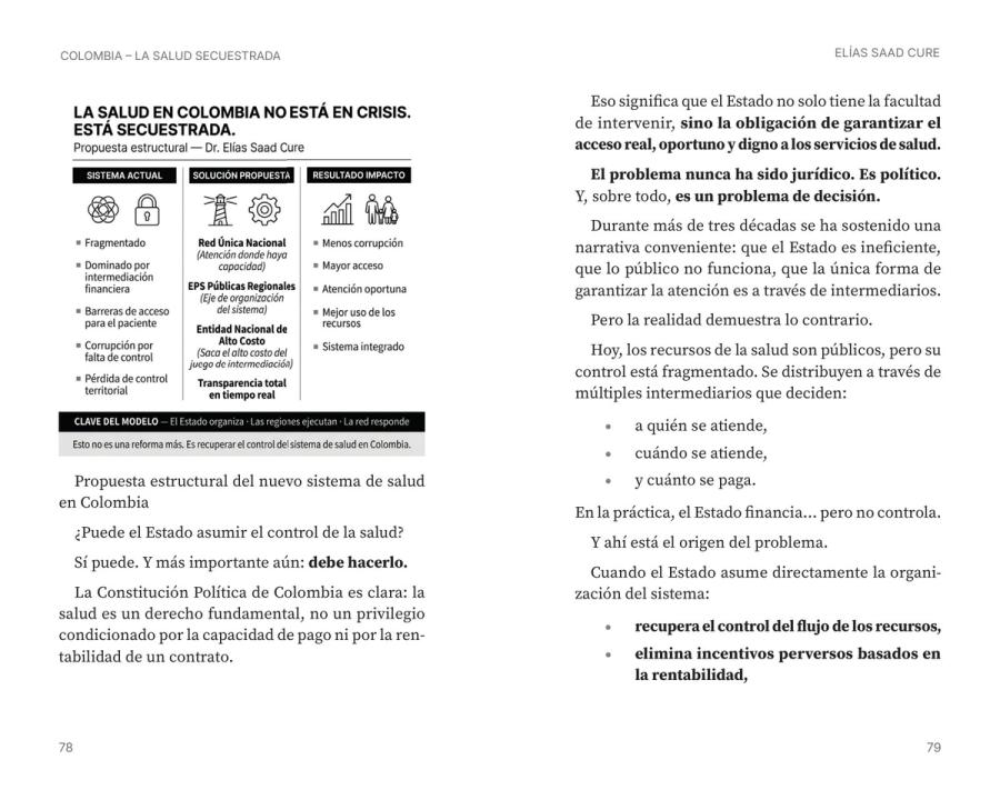 Páginas 104 y 105 de «La salud secuestrada»: página ilustrada