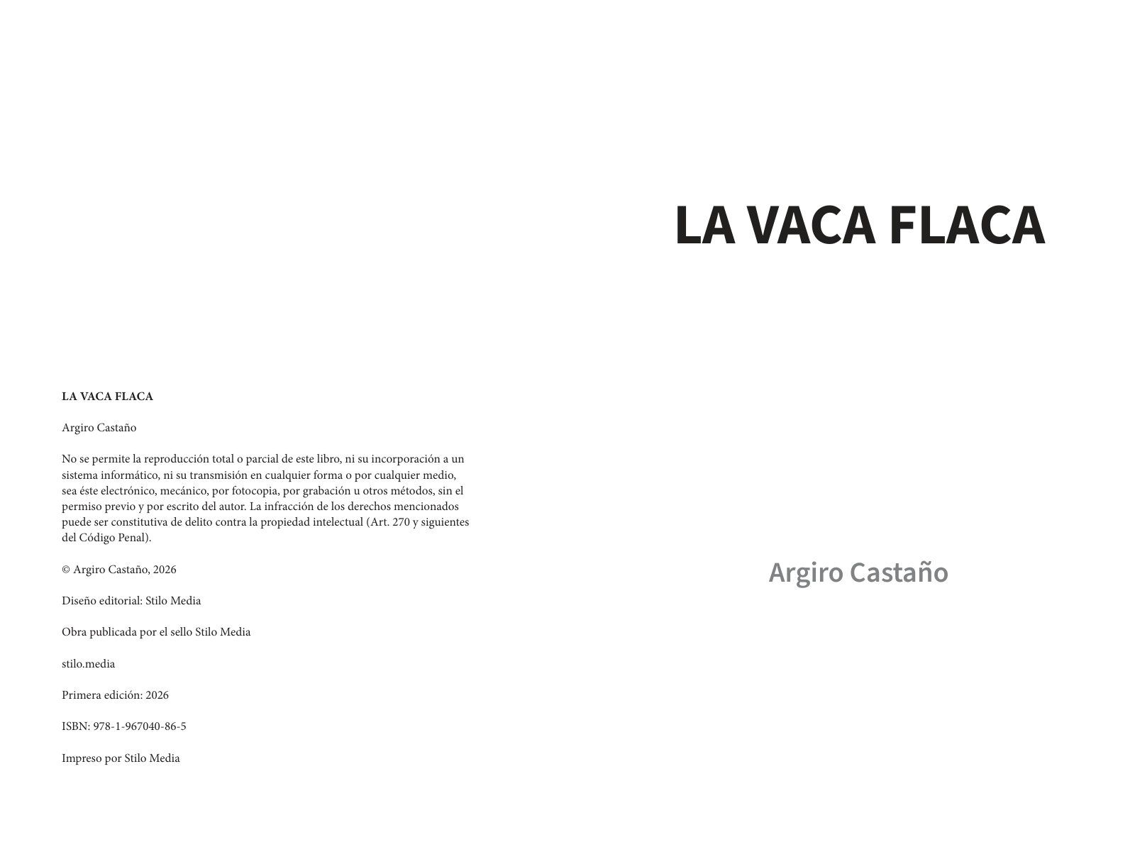 Páginas 2 y 3 de «La vaca flaca»: portadilla