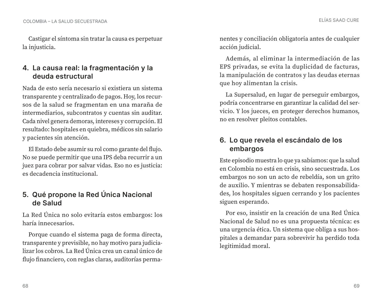 Páginas 94 y 95 de «La salud secuestrada»: texto corrido