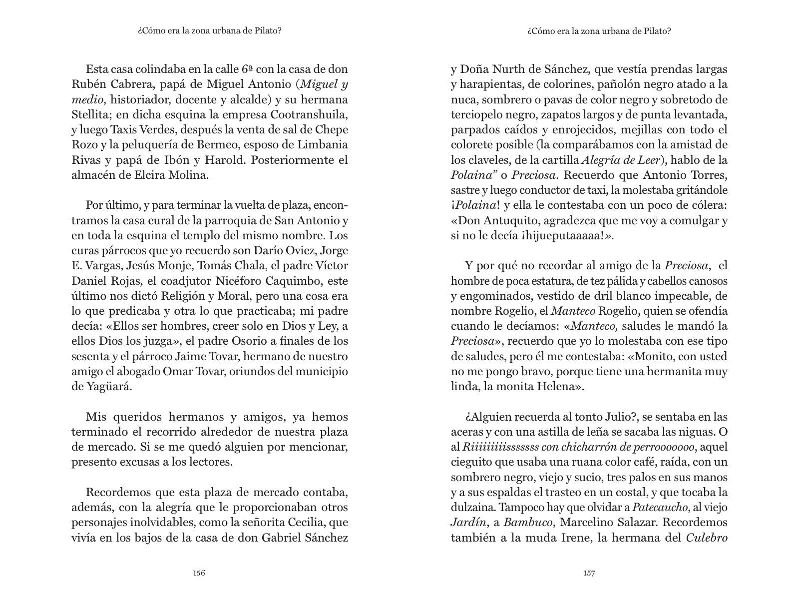 Páginas 156 y 157 de «Mis Recuerdos Laboyanos»: texto corrido
