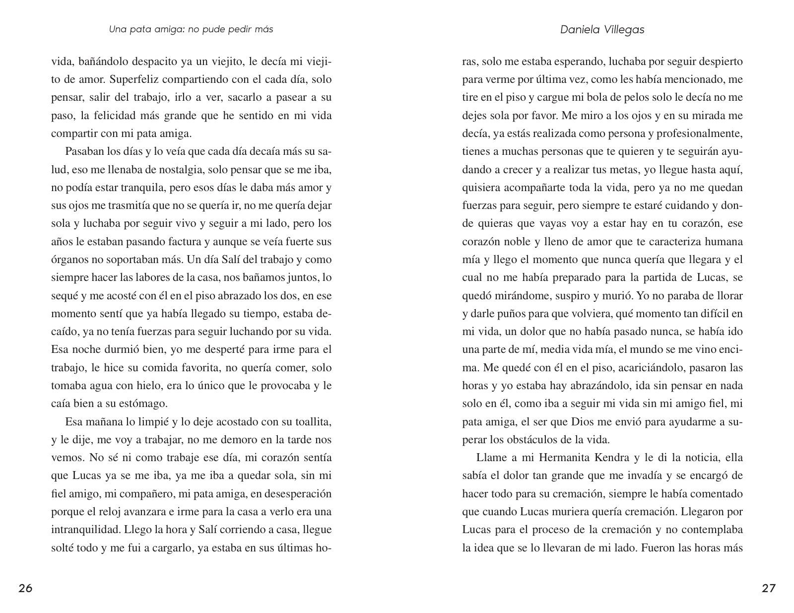 Páginas 26 y 27 de «Una Pata Amiga»: texto corrido
