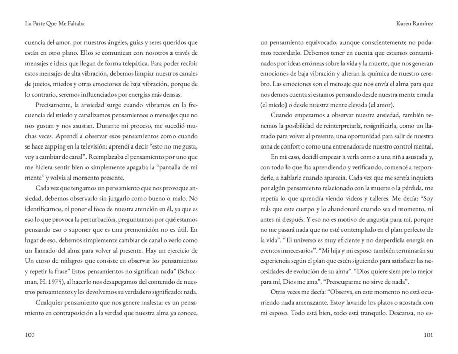 Páginas 104 y 105 de «La parte que me faltaba»: texto corrido