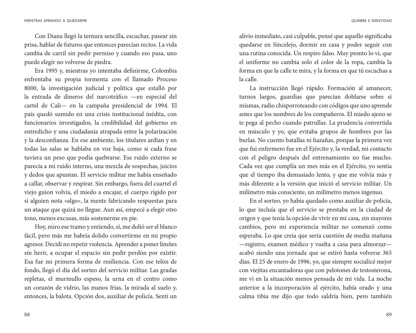 Páginas 92 y 93 de «Mientras aprendo a quedarme»