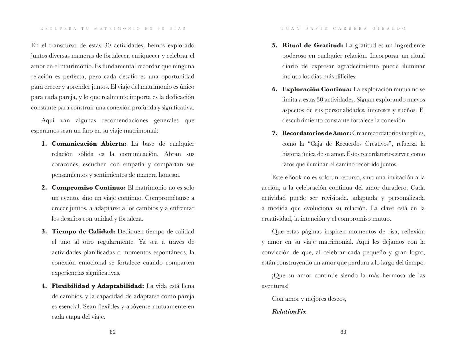 Páginas 82 y 83 de «Recupera tu matrimonio en 30 días»: texto corrido