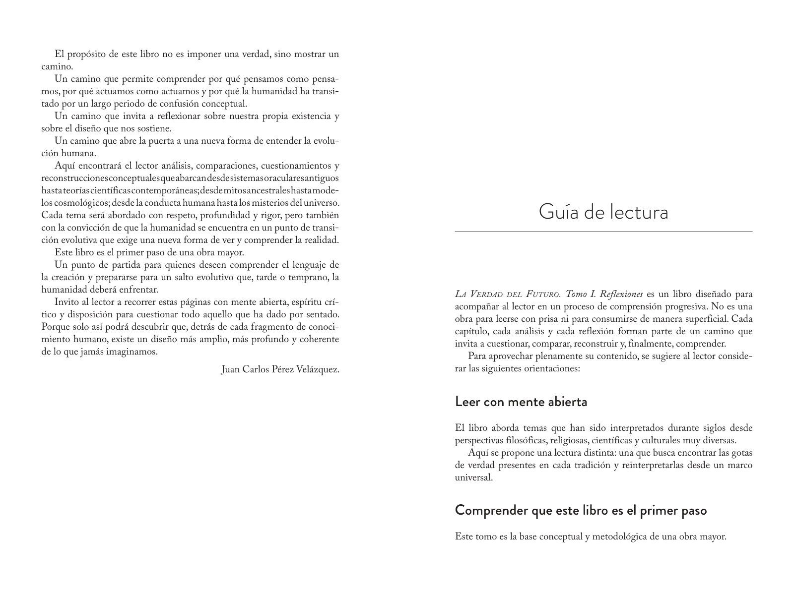 Páginas 10 y 11 de «La verdad del futuro. Tomo I: Reflexiones»: apertura de capítulo