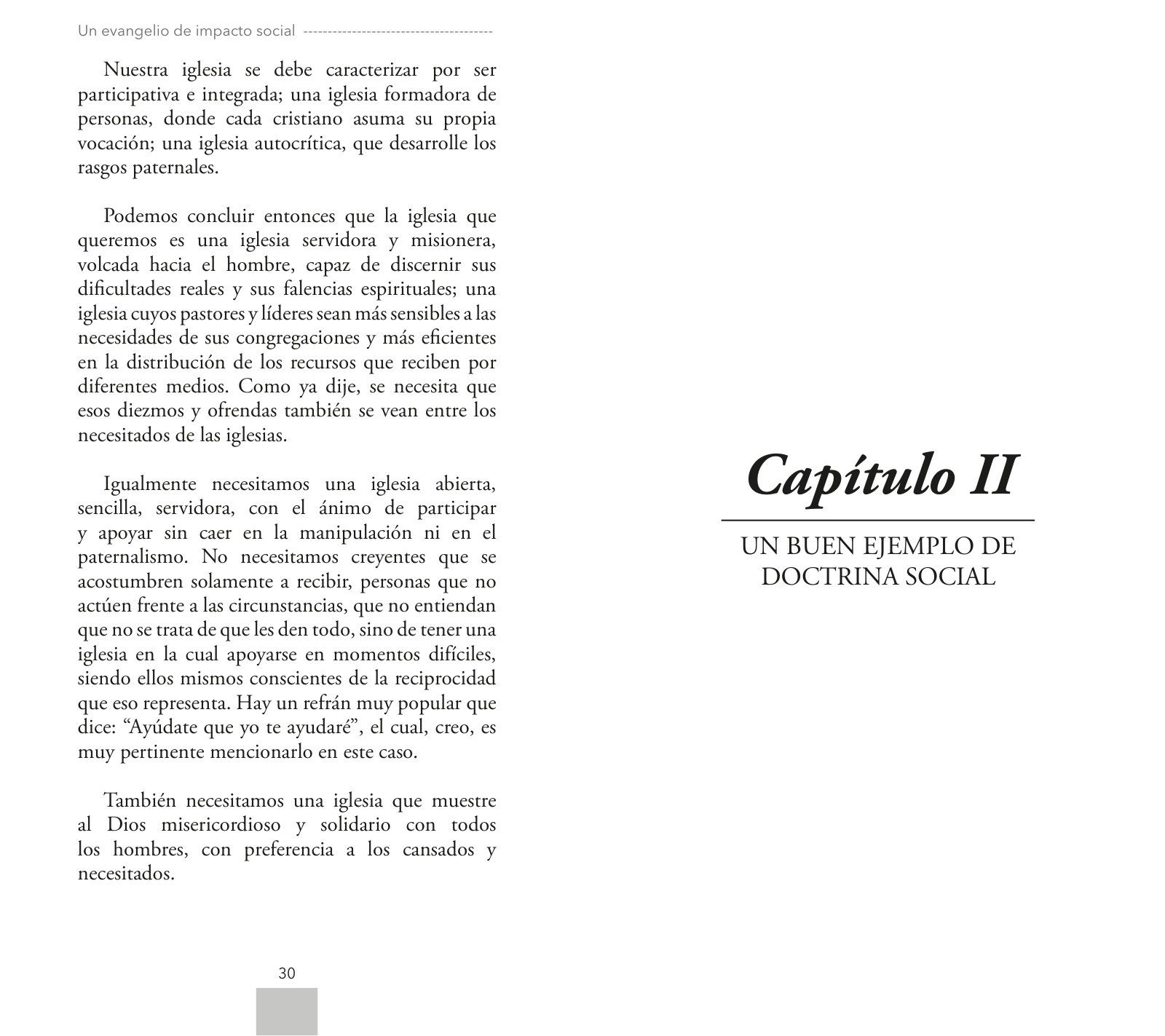 Páginas 30 y 31 de «Un Evangelio de Impacto Social»: apertura de capítulo