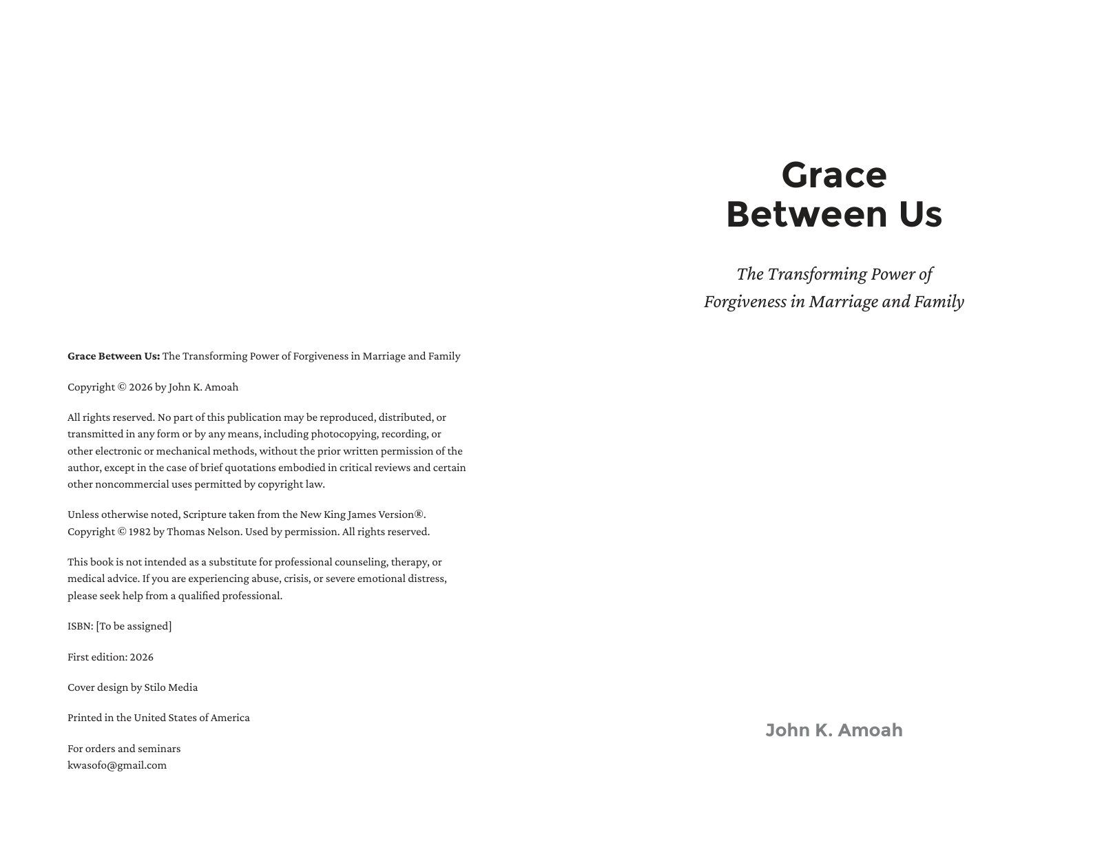 Páginas 2 y 3 de «Grace Between Us»: portadilla