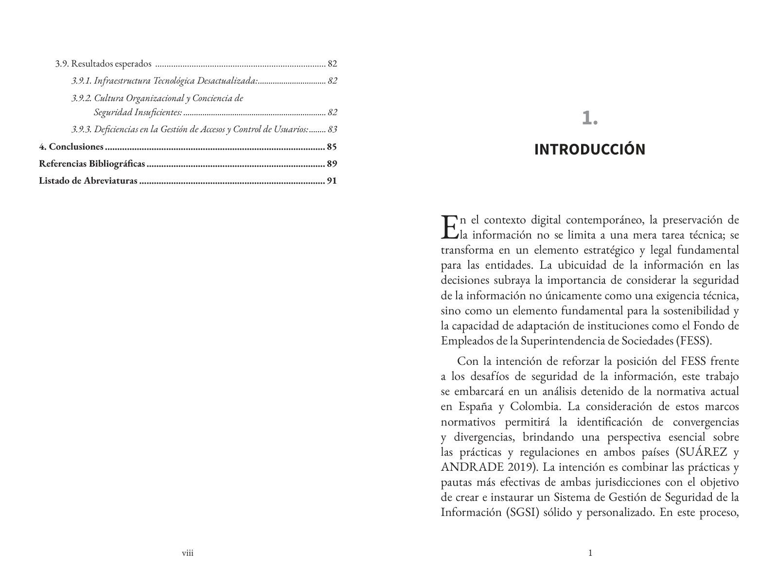 Páginas 8 y 9 de «Sistema de Gestión de Seguridad de la Información: Un Enfoque Comparativo»: apertura de capítulo