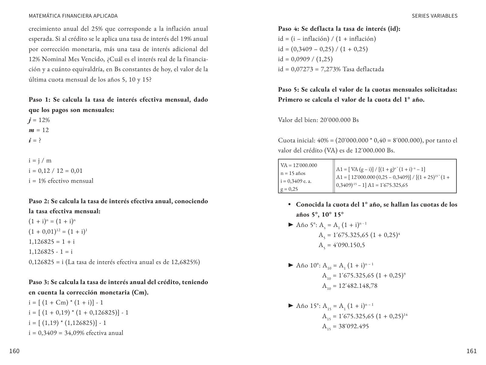 Páginas 160 y 161 de «Matemática Financiera Aplicada»: texto corrido