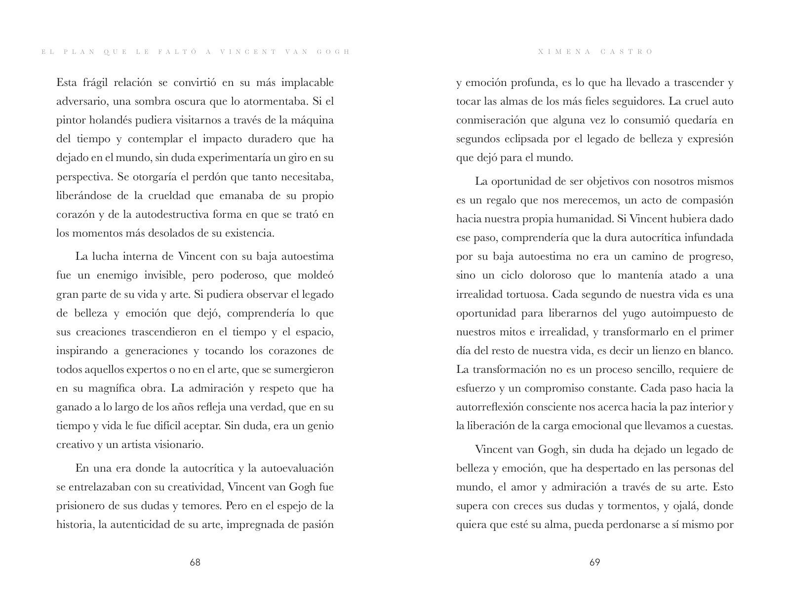 Páginas 68 y 69 de «El plan que le faltó a Vincent van Gogh»: texto corrido